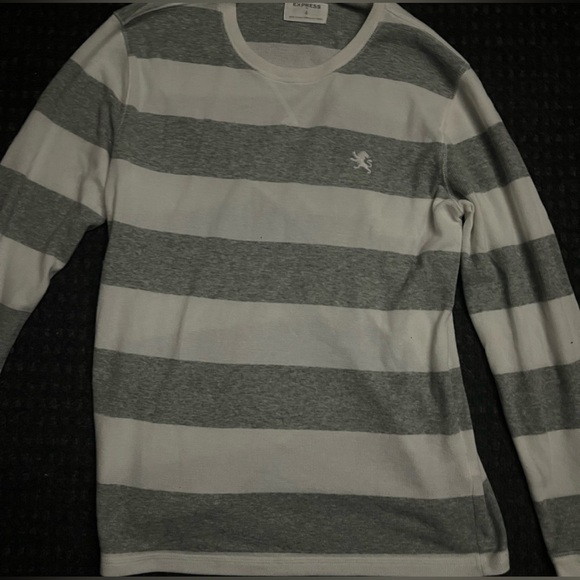 Express Other - Express Men's Gray and White Striped Shirt .